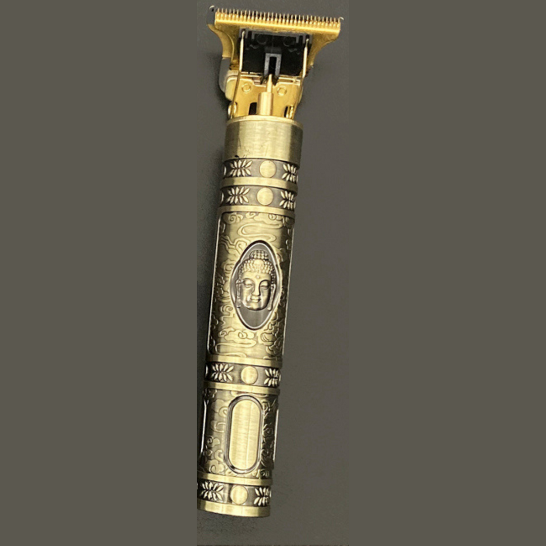 Vintage skægtrimmer med præcisionssnit, ergonomisk, sort, vandtæt, genopladelig, ideel til skægpleje.
