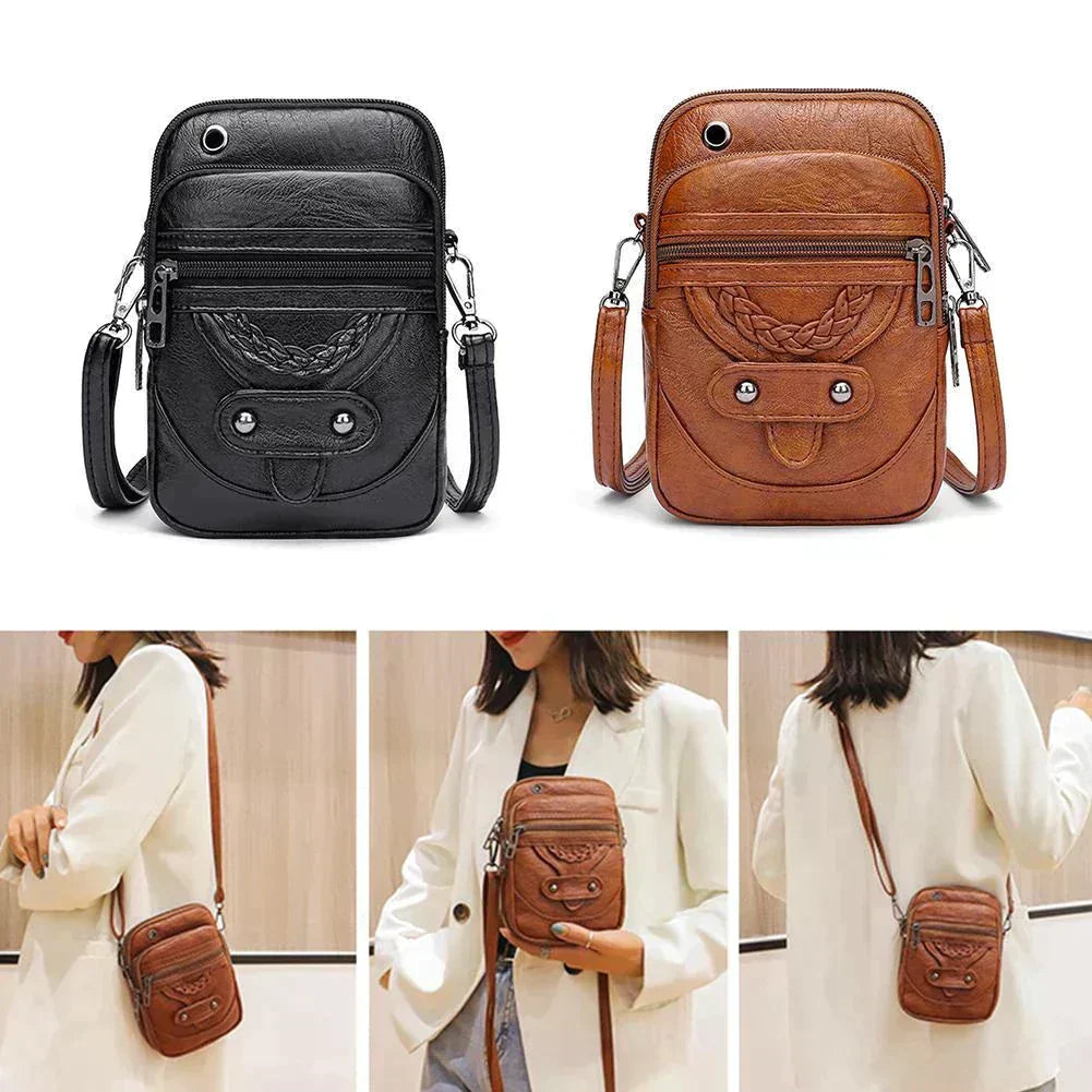 Luksuriøs vintage dametaske i PU-læder. Brun crossbody-taske med justerbar rem, både stilfuld og praktisk.