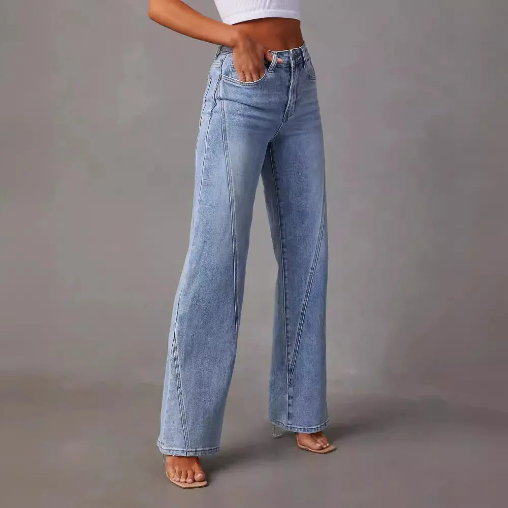 Dame Wide Leg jeans med løs pasform, vintage look og blød denim for ultimativ komfort og stil.