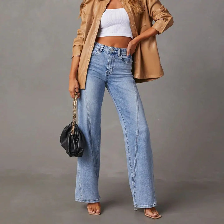 Klassiske Dame Wide Leg jeans med vintage æstetik, designet for maksimal komfort og elegant stil.