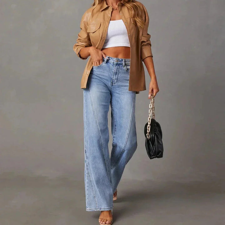 Trendy dame wide leg jeans. Vintage-inspireret denim bukse, et must-have til den moderne garderobe.