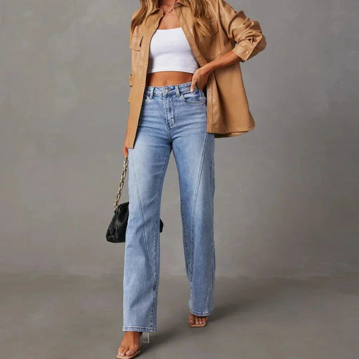 Afslappede Dame Wide Leg jeans i vintage stil, tilbyder optimal komfort og en tidløs, klassisk look.