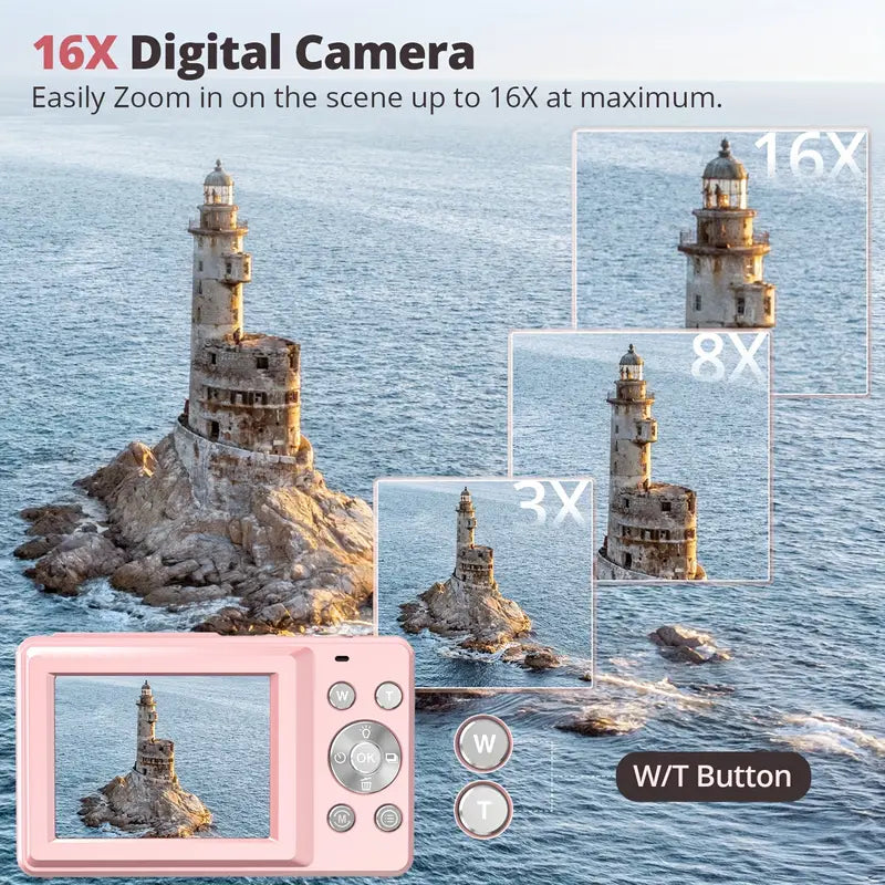 Bagsiden af retro digitalkamera med skærm. Brugervenligt 1080p fotokamera til nem visning af dine vintage fotos.