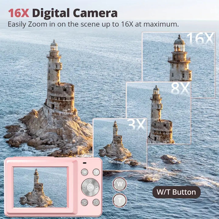 Bagsiden af retro digitalkamera med skærm. Brugervenligt 1080p fotokamera til nem visning af dine vintage fotos.