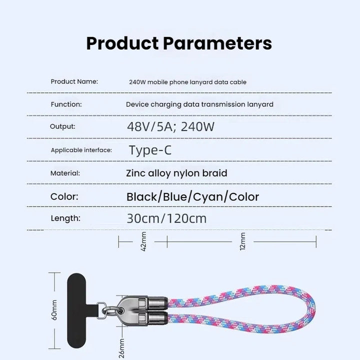 VoltEdge 240W USB-C PD-kabel; essentielt elektroniktilbehør til hurtigopladning af laptops og mobiler.