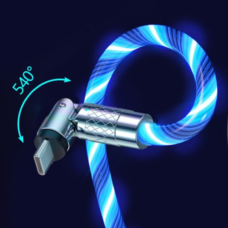 VoltFlex magnetisk USB-kabel med 360-graders rotation, minimerer slid.