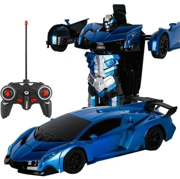 VoltMorph Transformer Bil i racerbilform, fjernstyret, rød og sølv, ideel til børn, 2-i-1 legetøj
