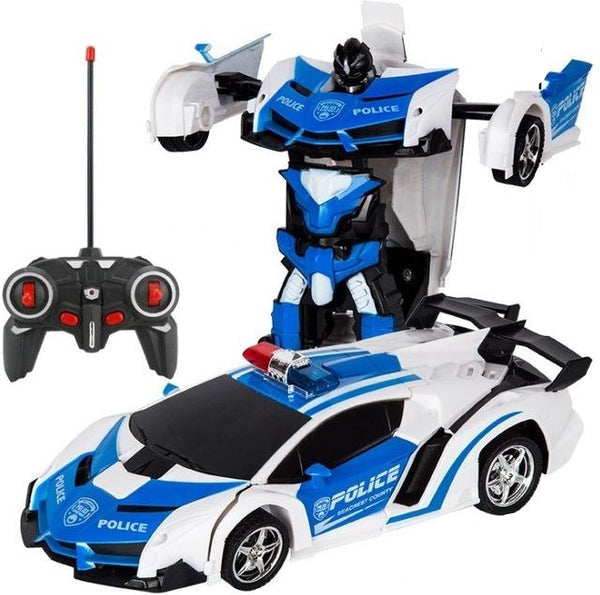 VoltMorph Transformer Bil i racerbilform, fjernstyret, rød og sølv, ideel til børn, 2-i-1 legetøj