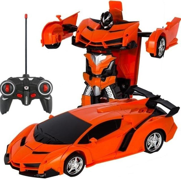 VoltMorph Transformer Bil i racerbilform, fjernstyret, rød og sølv, ideel til børn, 2-i-1 legetøj