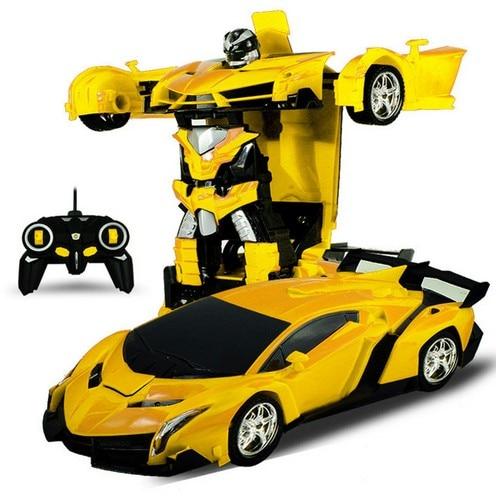 VoltMorph Transformer Bil i racerbilform, fjernstyret, rød og sølv, ideel til børn, 2-i-1 legetøj