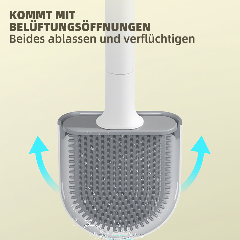 Væghængt toiletbørste med TPR-hoved i moderne design for hygiejnisk badeværelsesrengøring.