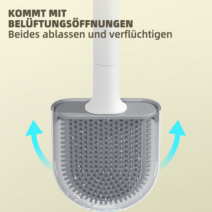 Væghængt toiletbørste med TPR-hoved i moderne design for hygiejnisk badeværelsesrengøring.