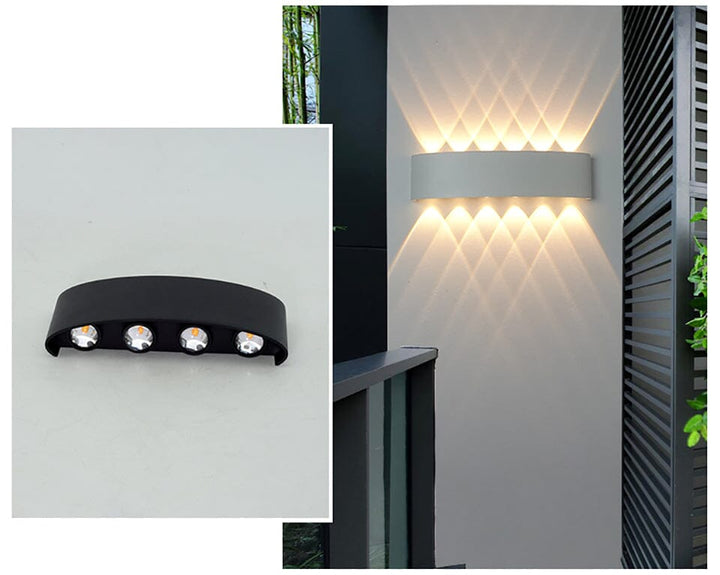 Vandtæt LED-væglampe i aluminium, moderne design, energieffektiv udendørsbelysning, vejrbestandig, vægmonteret