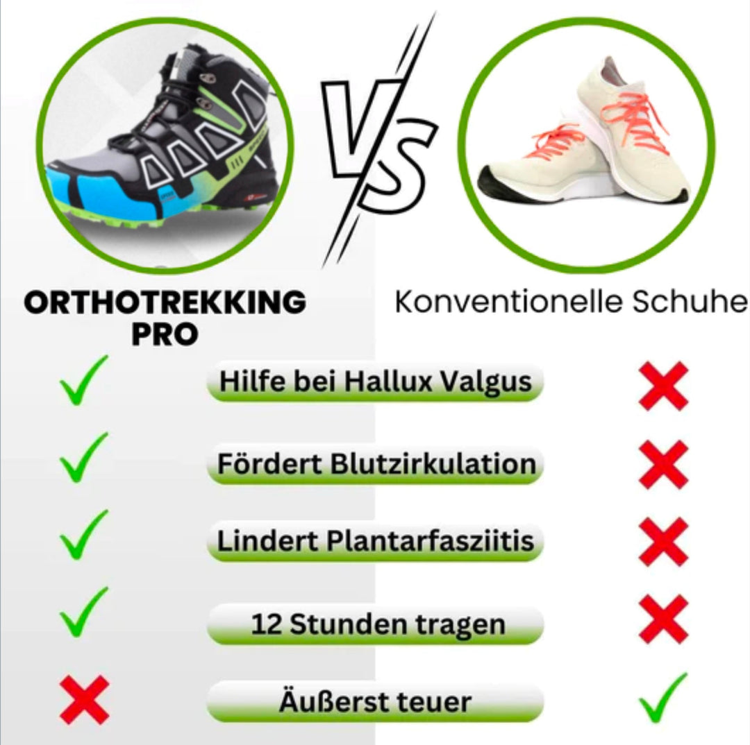 Komfortable vandresko i sort og rød, designet til lange ture og orthopædisk komfort