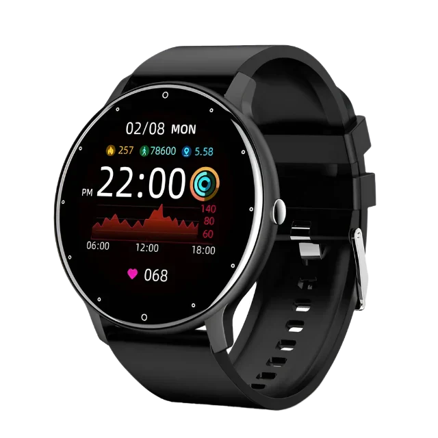 Unisex smartwatch funktioner med fitness tracking og pulsmåling.