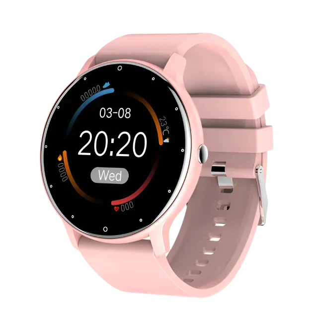 Vandtæt unisex smartwatch i forskellige farver: blå, gul, pink, sort.