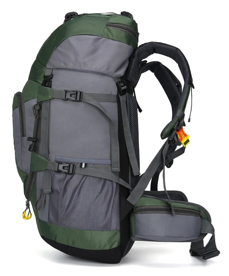Vandtæt 60L rygsæk, robust design, rummelig, ergonomisk, ideel til udendørs eventyr og rejser