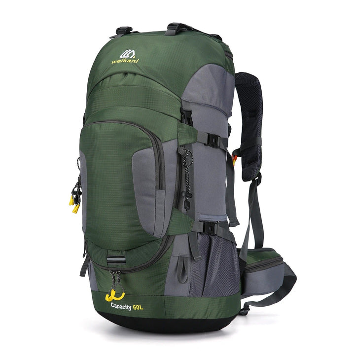 Vandtæt 60L rygsæk, robust design, rummelig, ergonomisk, ideel til udendørs eventyr og rejser