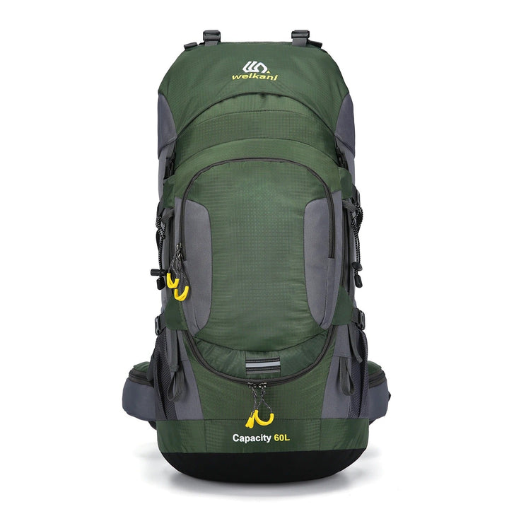 Vandtæt 60L rygsæk, robust design, rummelig, ergonomisk, ideel til udendørs eventyr og rejser