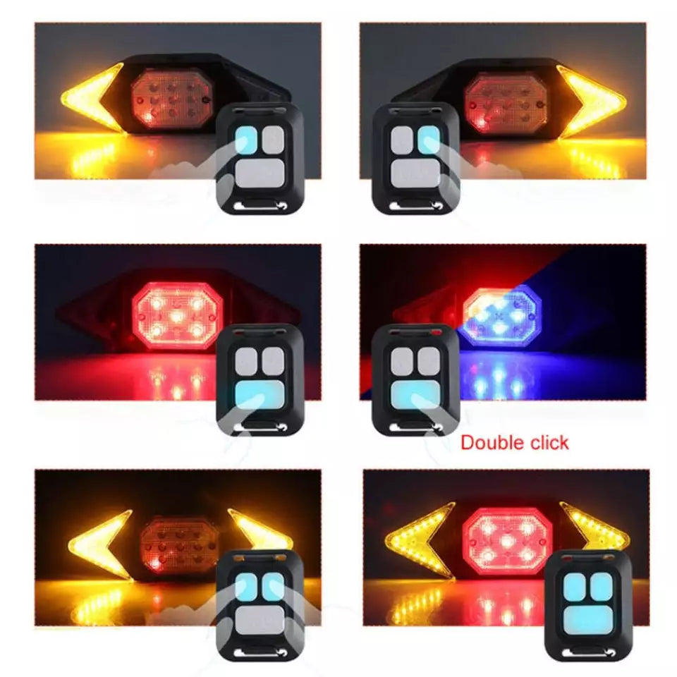Vandtæt LED cykelblinklys, trådløst, med USB-port; velegnet til alle vejrforhold, nem montering.