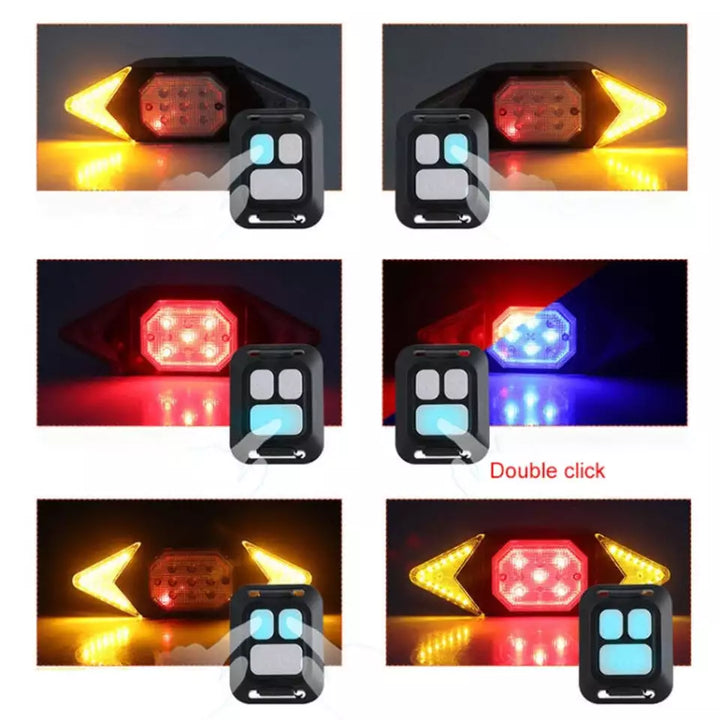 Vandtæt LED cykelblinklys, trådløst, med USB-port; velegnet til alle vejrforhold, nem montering.