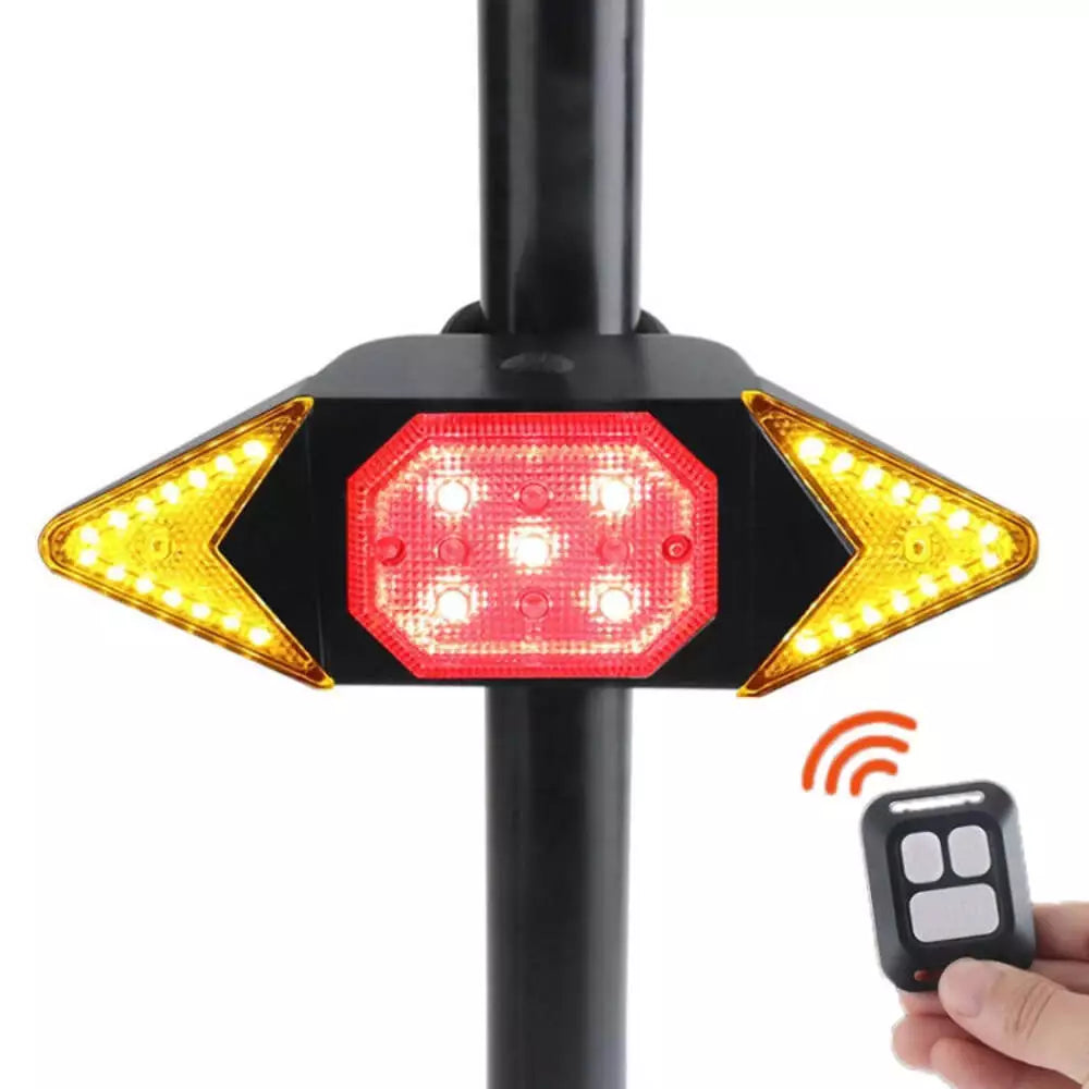 Vandtæt LED cykelblinklys, trådløst, med USB-port; velegnet til alle vejrforhold, nem montering.