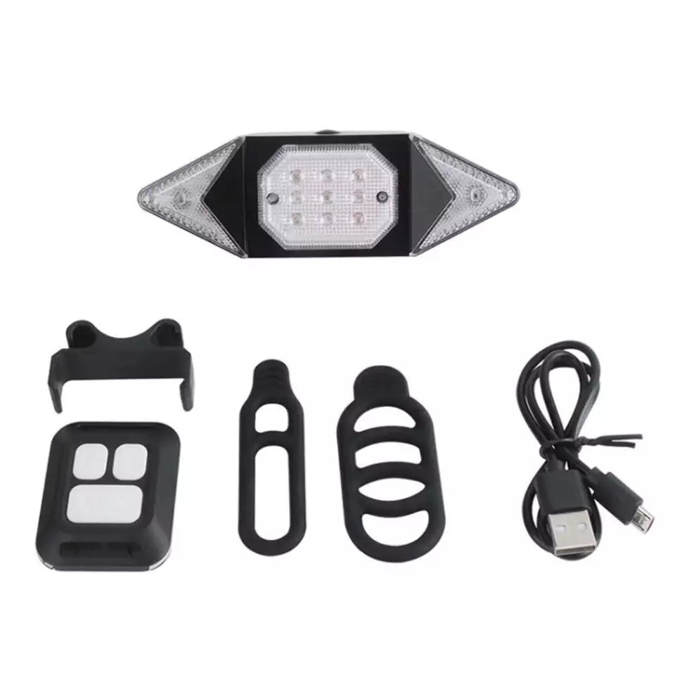 Vandtæt LED cykelblinklys, trådløst, med USB-port; velegnet til alle vejrforhold, nem montering.