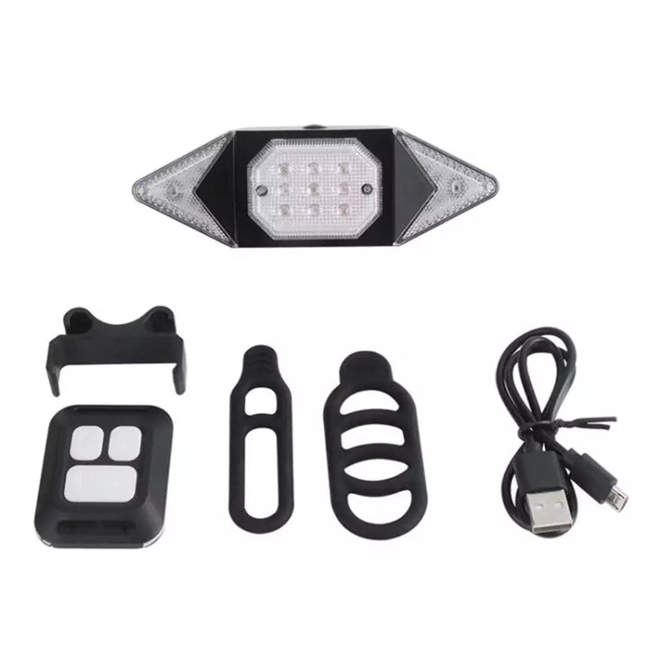 Vandtæt LED cykelblinklys, trådløst, med USB-port; velegnet til alle vejrforhold, nem montering.