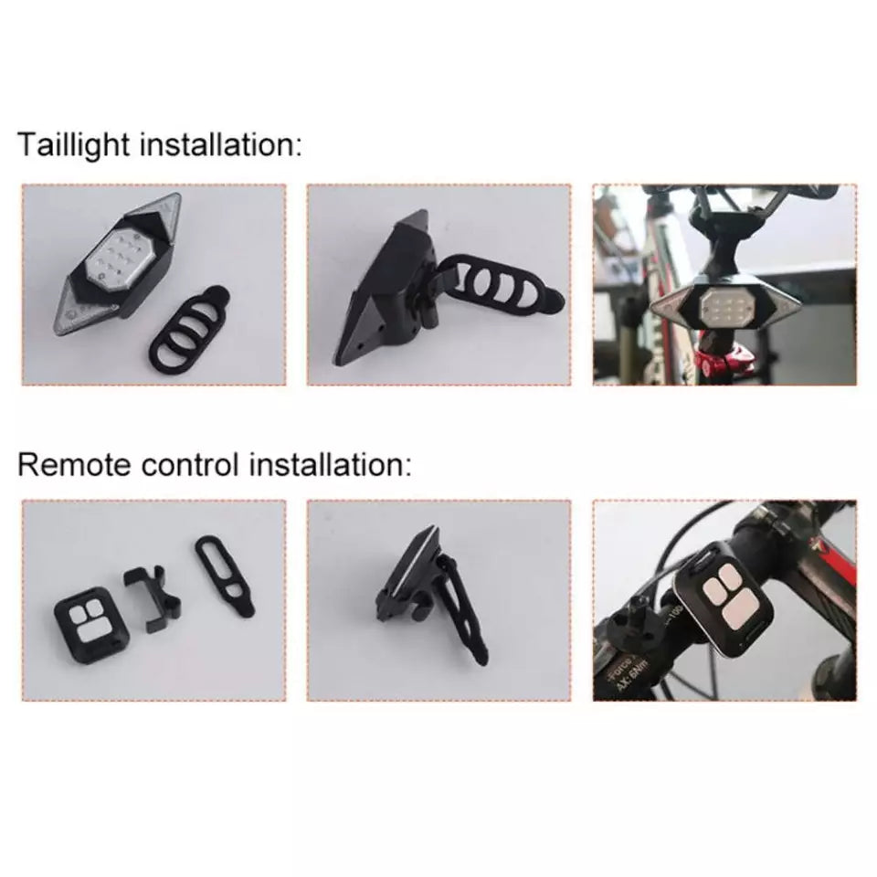 Vandtæt LED cykelblinklys, trådløst, med USB-port; velegnet til alle vejrforhold, nem montering.