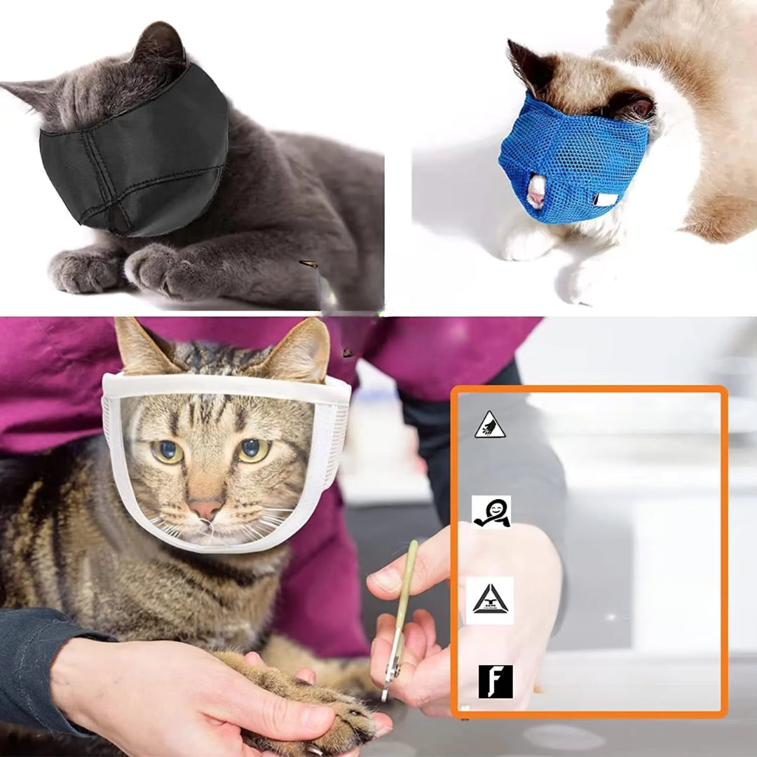 Blød, justerbar kattehalskravemaske for optimal beskyttelse; forhindrer ridser, med åndbart stof.