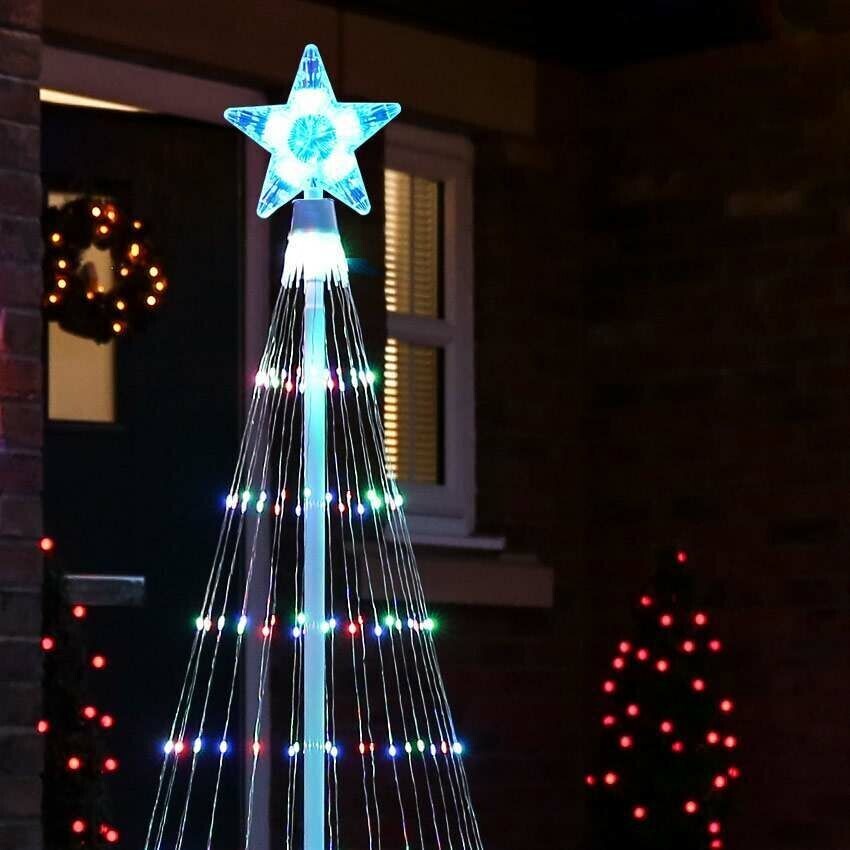 XmasRay udendørs LED juletræ med multifarvet belysning. Animeret lys til festlig have- og juledekoration.