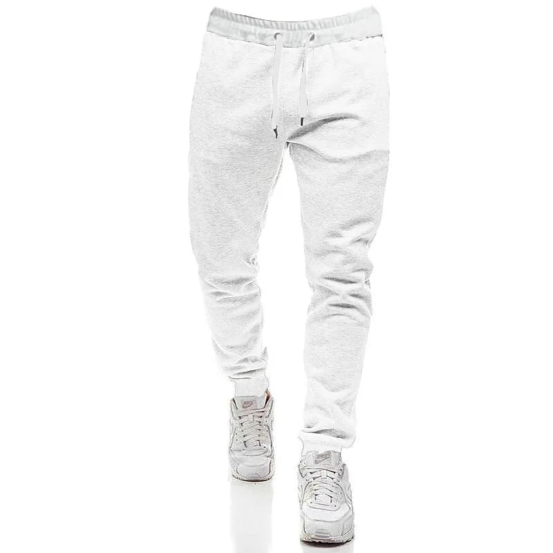 Unisex sorte joggingbukser med snøre, komfortable og trendy, passer perfekt til den moderne mands garderobe.
