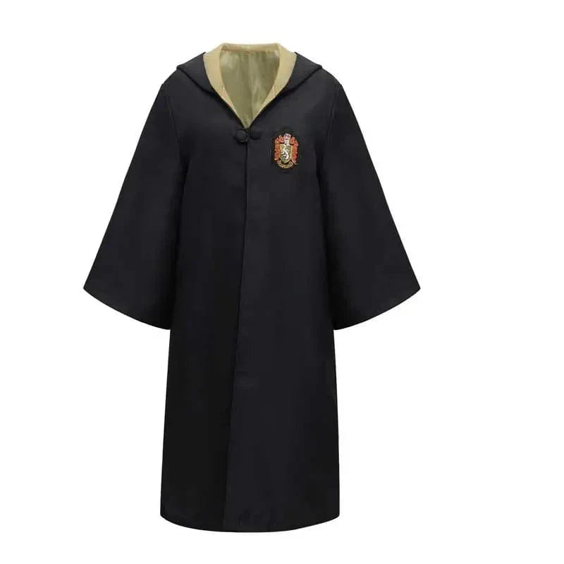 Troldmands børnekostume med kappe, tørklæde og tryllestav, ideelt til magisk rolleleg og fantasifulde eventyr.