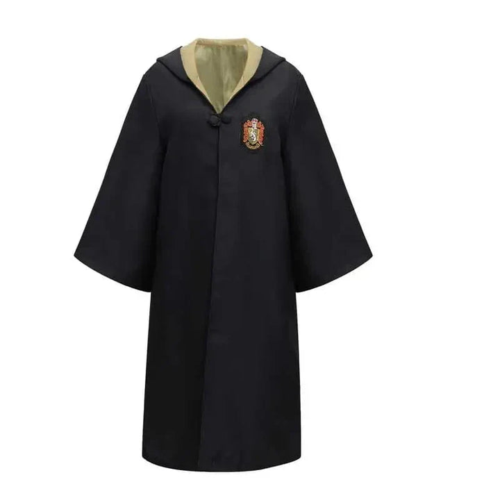 Troldmands børnekostume med kappe, tørklæde og tryllestav, ideelt til magisk rolleleg og fantasifulde eventyr.