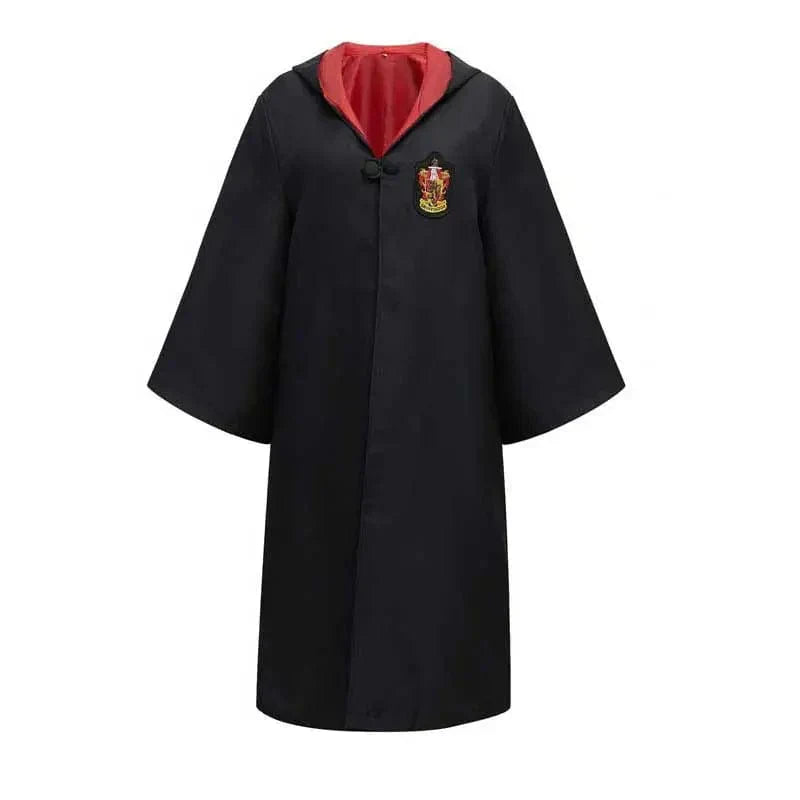 Troldmands børnekostume med kappe, tørklæde og tryllestav, ideelt til magisk rolleleg og fantasifulde eventyr.