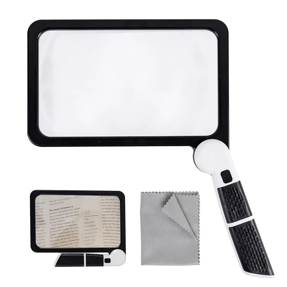 ZoomLight forstørrelsesglas med LED-lys, essentiel synshjælp for ældre og svagsynede.